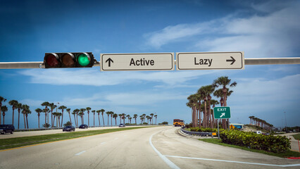 Wall Mural - Street Sign Active versus Lazy