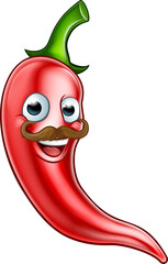 Sticker - Moustache Red Pepper Cartoon Character