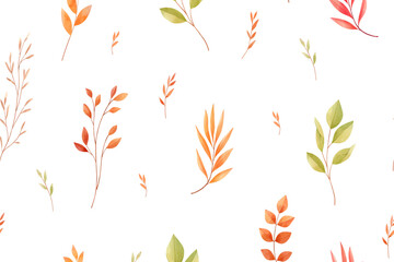 Wall Mural - Hand drawn vector watercolor seamless pattern. Botanical fabric. Dry field flowers. Autumn Floral Design elements. Perfect for wrapping paper, wedding invitations, cards, prints, fabric