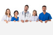 © alotofpeople - Medical team holding blank billboard