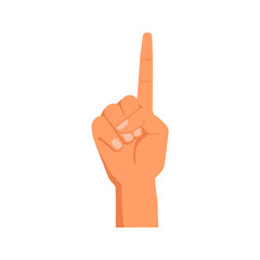 Poster - Raised finger showing number one, isolated hand gesture. Nonverbal communication and language of signs. Counting digits and figures. Vector in flat style
