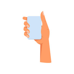 Aufkleber - Hand gesture of arm holding piece of paper. Isolated palm and fingers grabbing item. Nonverbal communication and symbols formed with arms. Vector in flat style