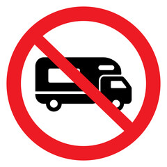 Wall Mural - ban on parking caravans, road sign, vector illustration for download