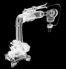 Poster - Industrial robot, x-ray transparent. 3D illustration