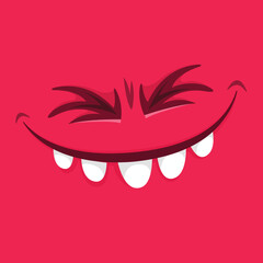 Poster - Funny cartoon monster face.  Illustration of cute and happy monster expression. Halloween design. Great for party decoration