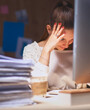 © shefkate - Young and beautiful businesswoman tired from work in the office