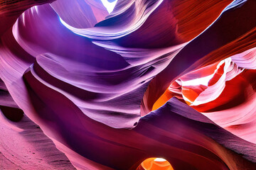 Wall Mural - Beautiful Antelope Canyon, smooth lines, ray of lights, colorful wall, smooth shadows, nature background, digital illustration, digital painting, cg artwork, realistic illustration, 3d render