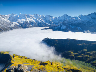 Wall Mural - mountain scenery in the swiss alps. mountains peaks. natural landscape. mountain range and clear blu