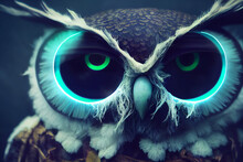 Halloween Owl Monster Digital Illustration, Created With Generative Ai