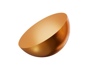 Aufkleber - 3d gold shape half sphere. Metal simple figure for your design on isolated background. 3d rendering illustration