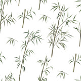 Fototapeta Sypialnia - Watercolor seamless pattern with bamboo. Hand drawn  illustration on white background. Vintage print