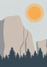 Zion National Park Poster Vector Illustration Design.
