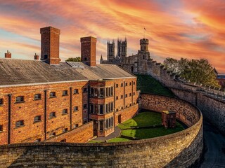 Wall Mural - Lincoln Cathedral and Castle at sunset