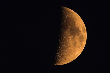 Wall Mural - Super orange halfmoon, Blood moon over Germany