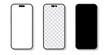 Realistic templates of iphone 15 smartphone. Vector phone mockup set.