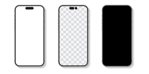 Wall Mural - Realistic templates of iphone 15 smartphone. Vector phone mockup set.