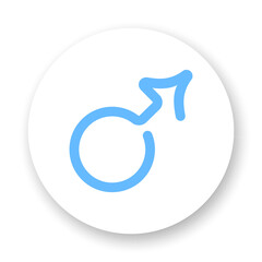 Wall Mural - male round flat icon. blue gender line symbol on white background. best for print, logo, mobile apps