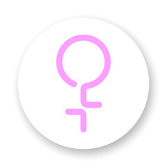 Wall Mural - female round flat icon. pink gender line symbol on white background. best for print, logo, mobile ap