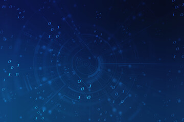 Binary Code Background, Digital Abstract technology background, flowing number one and zero text in binary code format in technology background. Internet Big data Concept