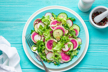 Canvas Print - Watermelon radish and  cucumber salad