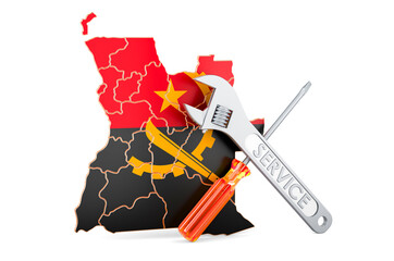 Poster - Angolan map with screwdriver and wrench, 3D rendering