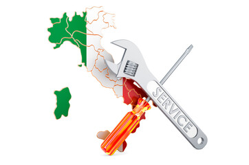 Poster - Italian map with screwdriver and wrench, 3D rendering