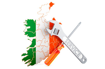 Poster - Irish map with screwdriver and wrench, 3D rendering
