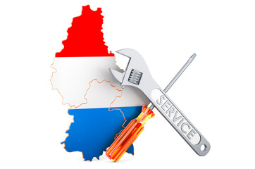 Poster - Luxembourgish map with screwdriver and wrench, 3D rendering