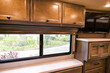 RV motorhome bedroom storage cabinets and counter