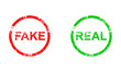 Real and fake round stamp in grunge style. Design Real and Fake sign. Vector eps10