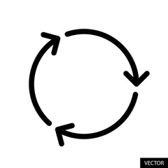 Fototapete - Three circular arrows, Refresh, Sync concept vector icon in line style design for website, app, UI, isolated on white background. Editable stroke. Vector illustration.