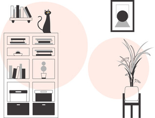 Interior in modern linear style. background for presentations, posters and applications. Vector.