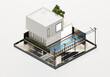 3D Rendering White House In Isometric View Exterior Background