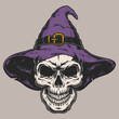 Halloween skull logotype colorful vintage