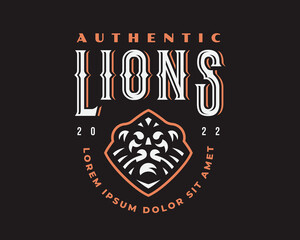 Wall Mural - Lion luxury emblem, label , badge for your logo or crest. King head modern vector illustration.