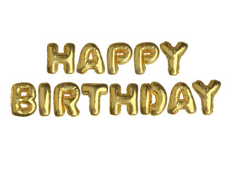 the isolated golden air balloon word happy birthday