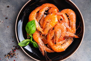 fresh shrimp prawn seafood meal food snack on the table copy space food background