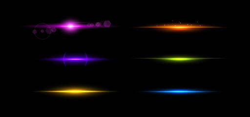 Poster - Neon dividers. Glow backlight separators, electric laser surf items, bright party lines, light borders