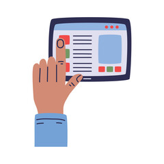 hand using tablet device