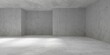 Abstract empty, modern concrete room with wide niche on the back wall and rough floor - industrial interior background template