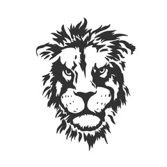 Wall Mural - Black lion's head. PNG illustration.