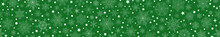 Banner Of Complex Christmas Snowflakes In Green Colors With Seamless Horizontal Repetition. Winter Background With Falling Snow