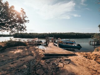 Sticker - Beautiful golden hour at the Jetty in Merang, Terengganu, Malaysia.