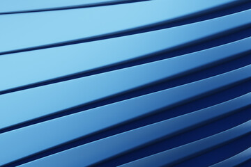 Poster - Blue wallpaper. Curved lines cast shadows. Trendy design. Wallpaper with parallel lines. Three-dimensional wallpaper. Decorations for advertising products. Cool blue design. 3d rendering.