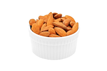 Poster - Almonds in a white porcelain bowl