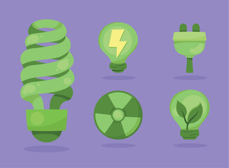 Sticker - five green energy icons