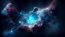 Universe Filled With Stars, Deep Space Nebula And Galaxy 3d Generation