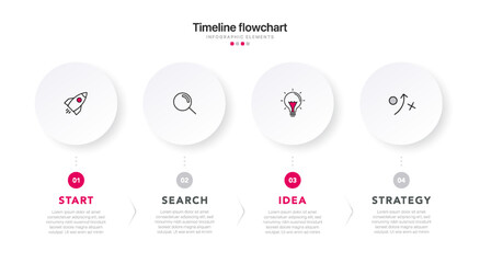 Poster - Timeline infographic design with 4 options or steps. Infographics for business concept. Can be used for presentations workflow layout, banner, process, diagram, flow chart, info graph, annual report.