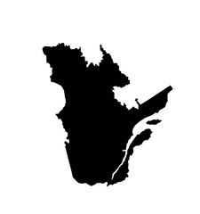 Quebec map vector silhouette illustration. Province of Canada symbol. Quebec banner emblem.