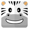 Zebra face cute animal sticker in flat icon design